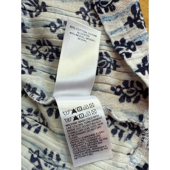 Lucky Brand Sleeveless Blue & White Floral Womens Top L/G 60% Cotton 40% Modal - Picture 4 of 8